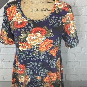 NWT Blue & Orange Floral Perfect T - LuLaRoe